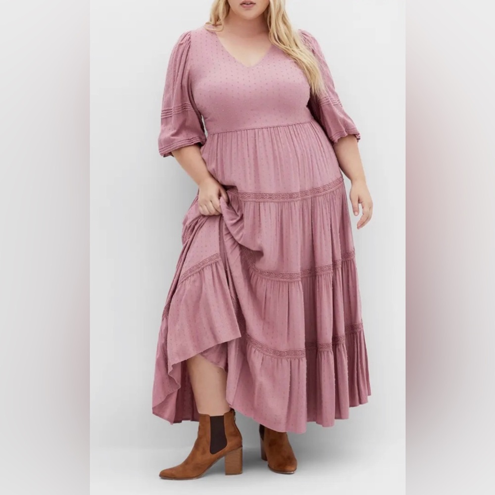 City Chic Plus Size Brooklynn Tiered Maxi Dress in Blush